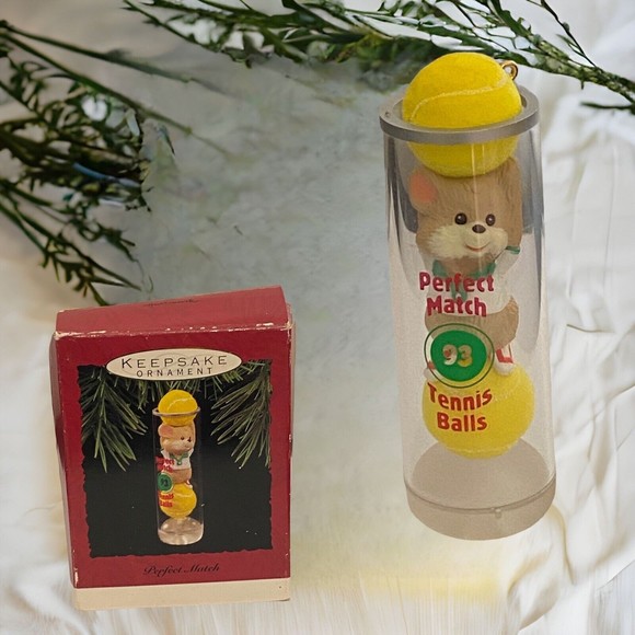 Hallmark Keepsake Ornament  - 1993 - Perfect Match - Mouse Tennis Balls - Picture 1 of 10